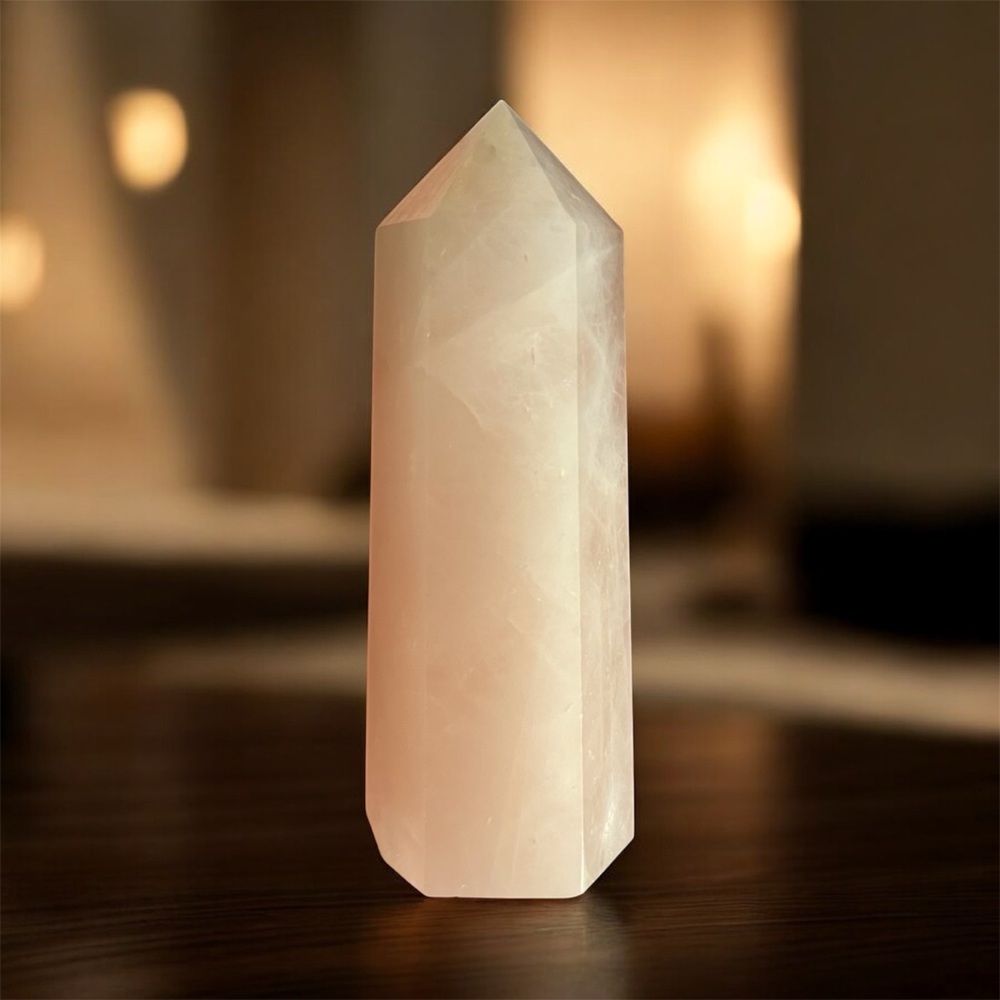 Rose Quartz Tower Crystal Point - Pink Home Accent